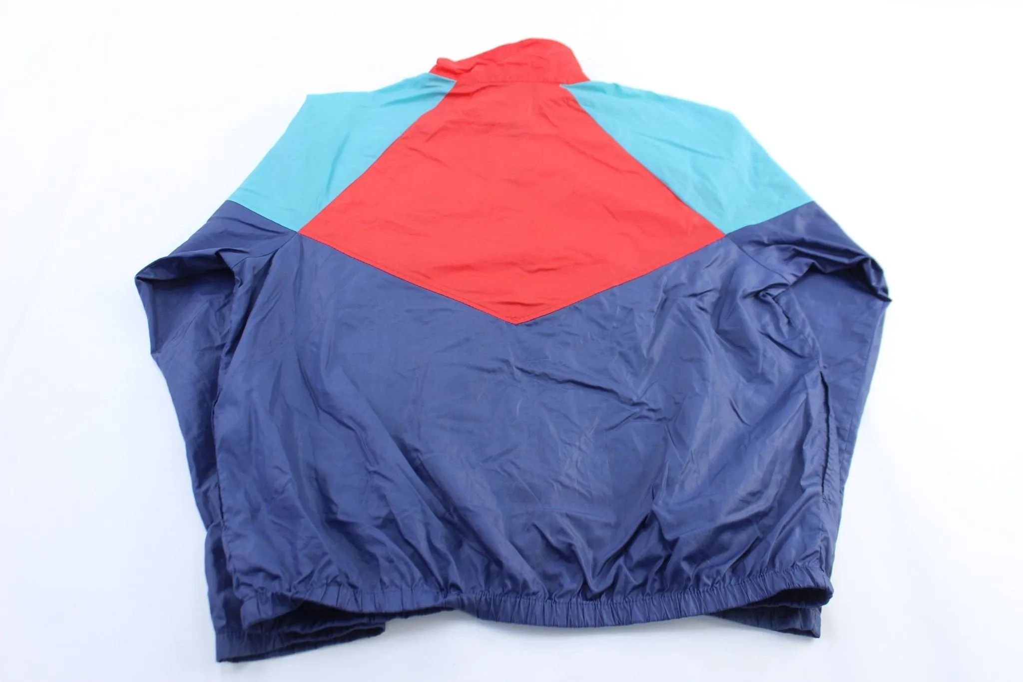80's Nike Embroidered Logo Red, Blue, & Turquoise Zip Up Jacket