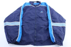 90's Adidas Embroidered Logo Blue & White Striped Windbreaker Jacket