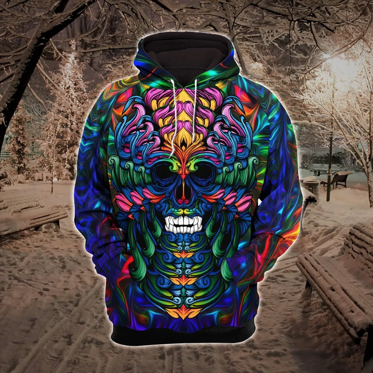 Abtract Gradient Skull Combo Hoodie and Leggings