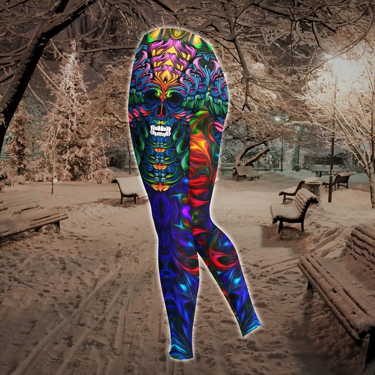 Abtract Gradient Skull Combo Hoodie and Leggings