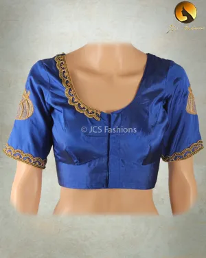 Beautiful Silk blouse with Aari/Maggam work in Stunning Blue