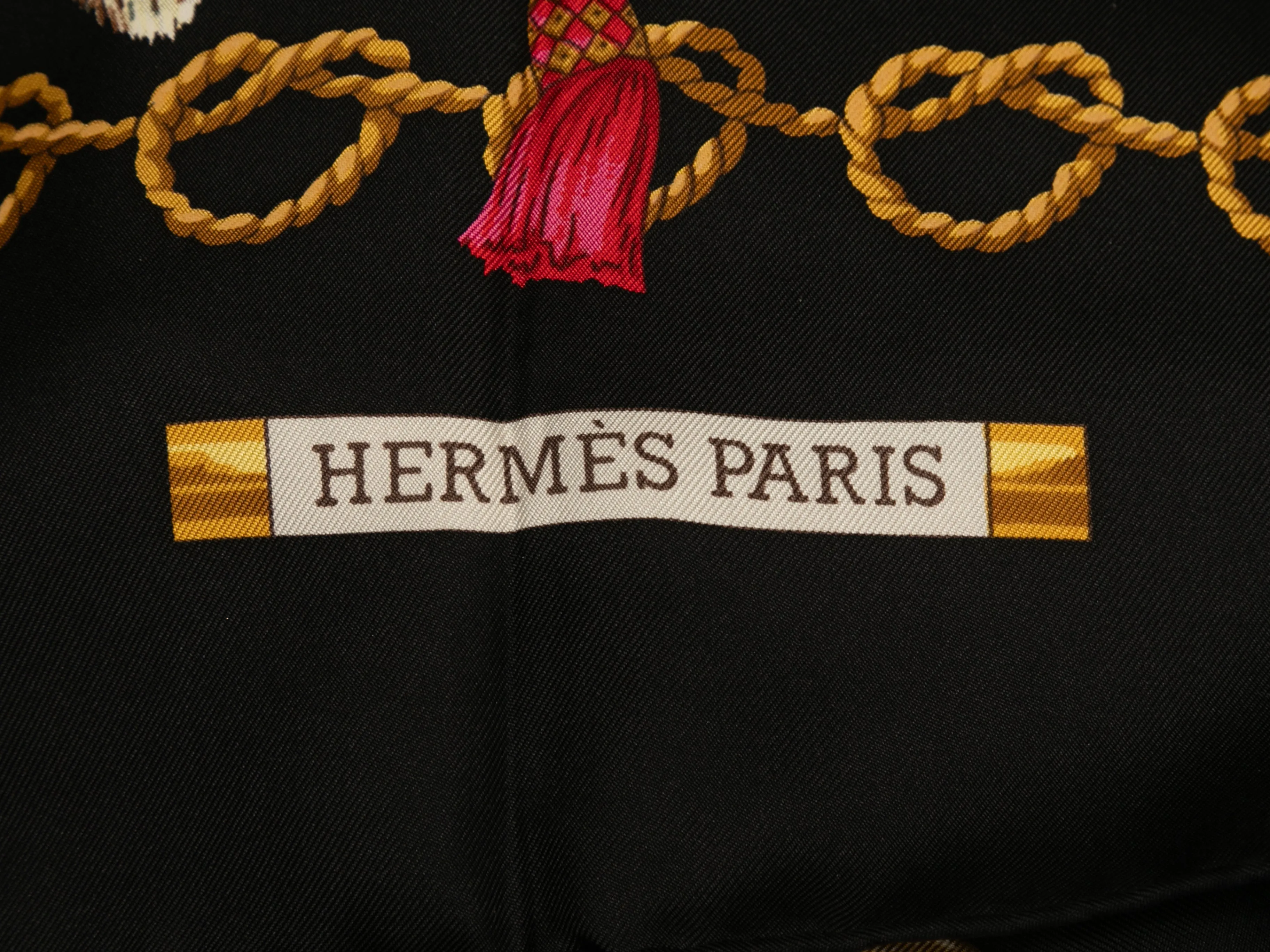 Black & Multicolor Hermes Oiseaux Du Roy Motif Printed Silk Scarf