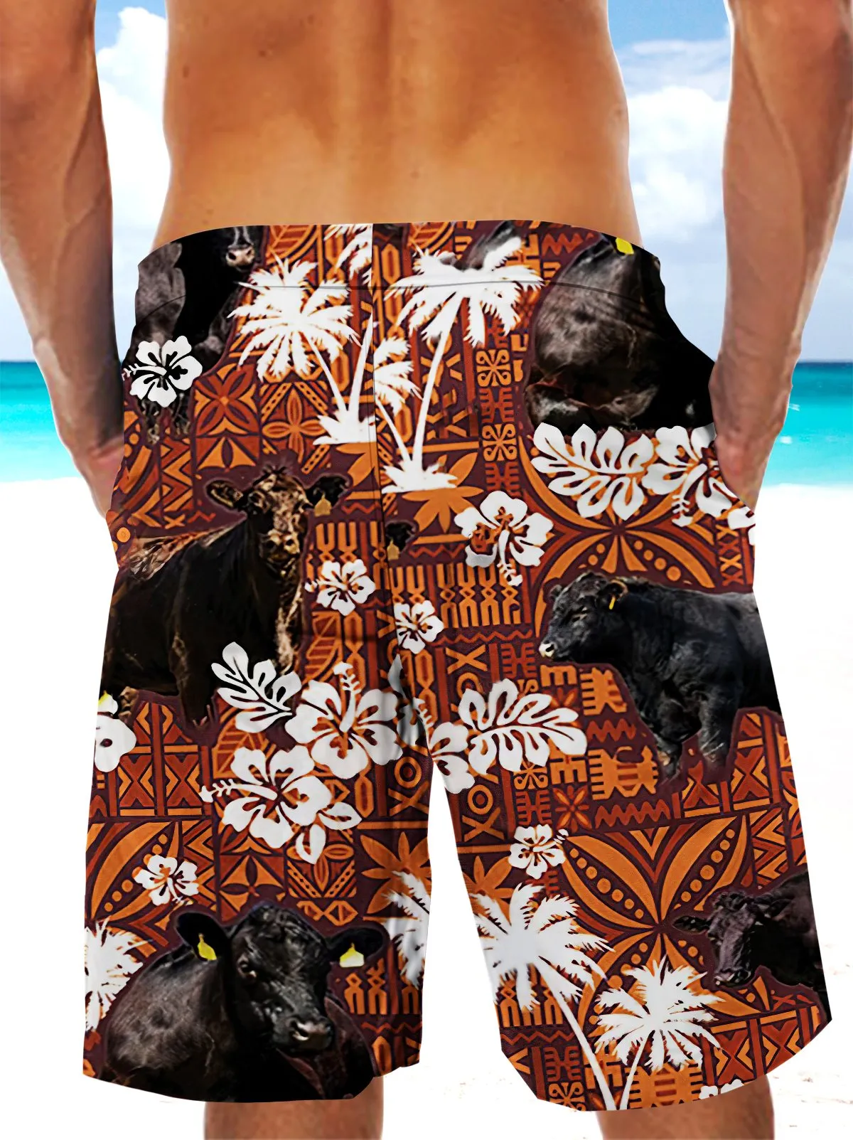 Black Angus Pattern Men Short BLACK ANGUS CATTLE LOVERS Pattern Men Short TTM