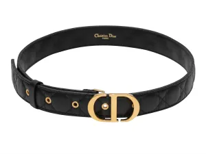 Black Christian Dior 30 Montaigne Cannage Logo Belt Designer Size 75