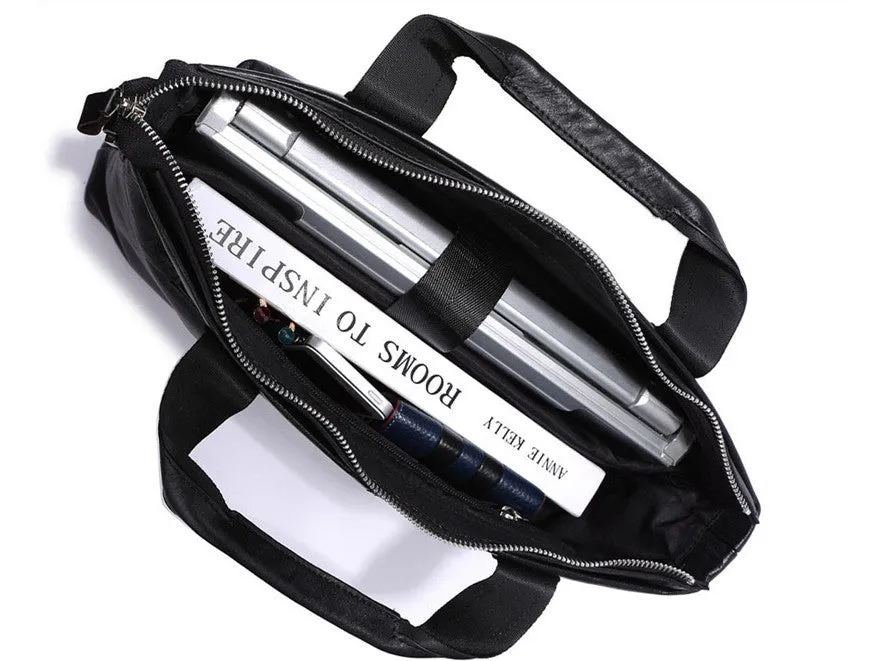Black Leather Casual & Business Briefcase Laptop Bag