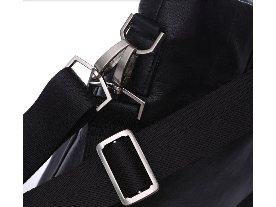 Black Leather Casual & Business Briefcase Laptop Bag