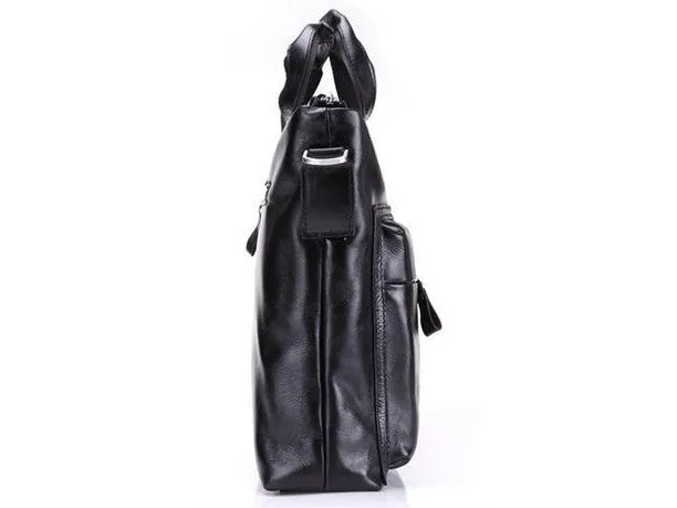 Black Leather Casual & Business Briefcase Laptop Bag