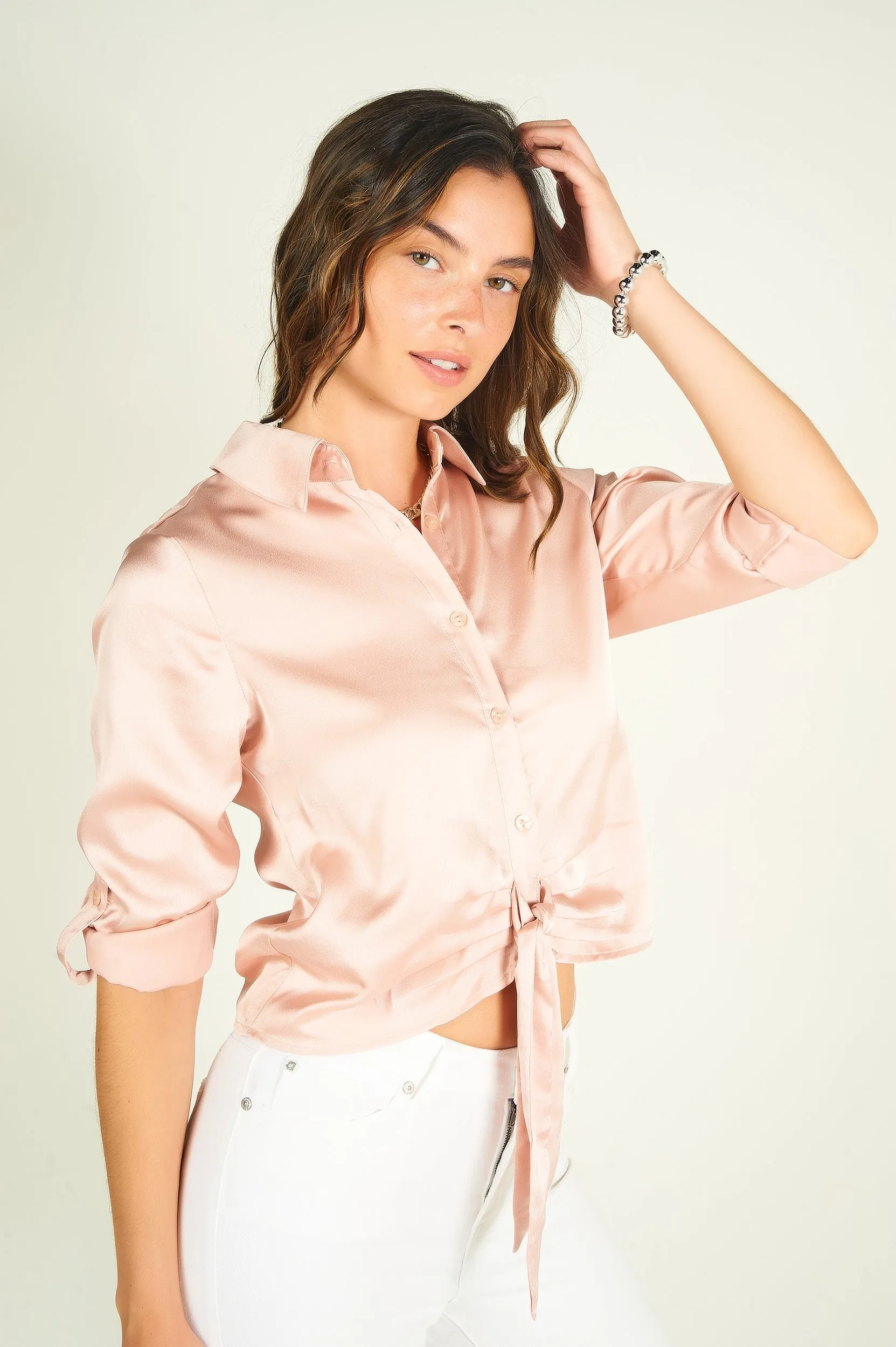 Blouse courte en satin - ARABELLELUX2 - (E-C5)