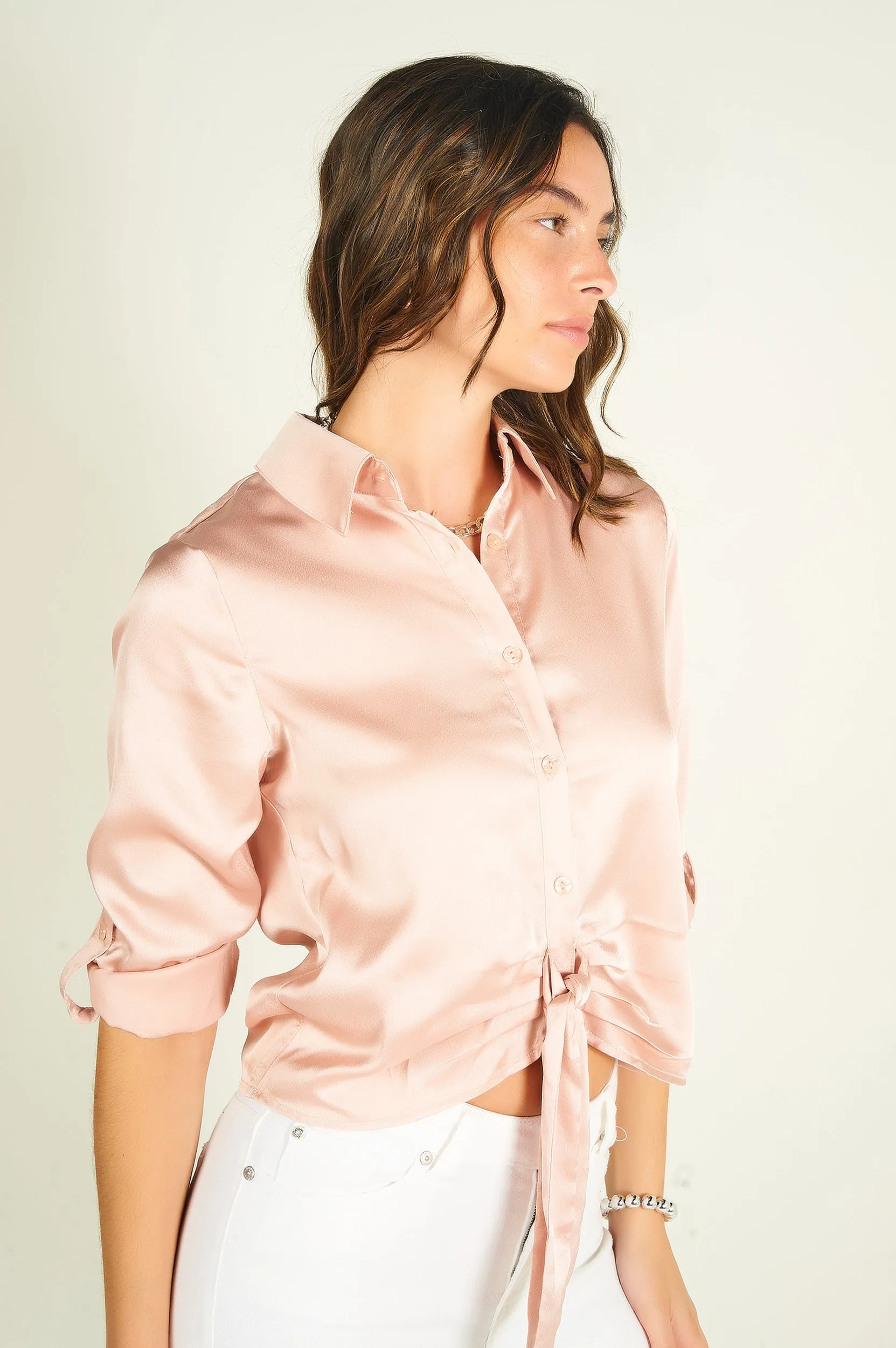 Blouse courte en satin - ARABELLELUX2 - (E-C5)