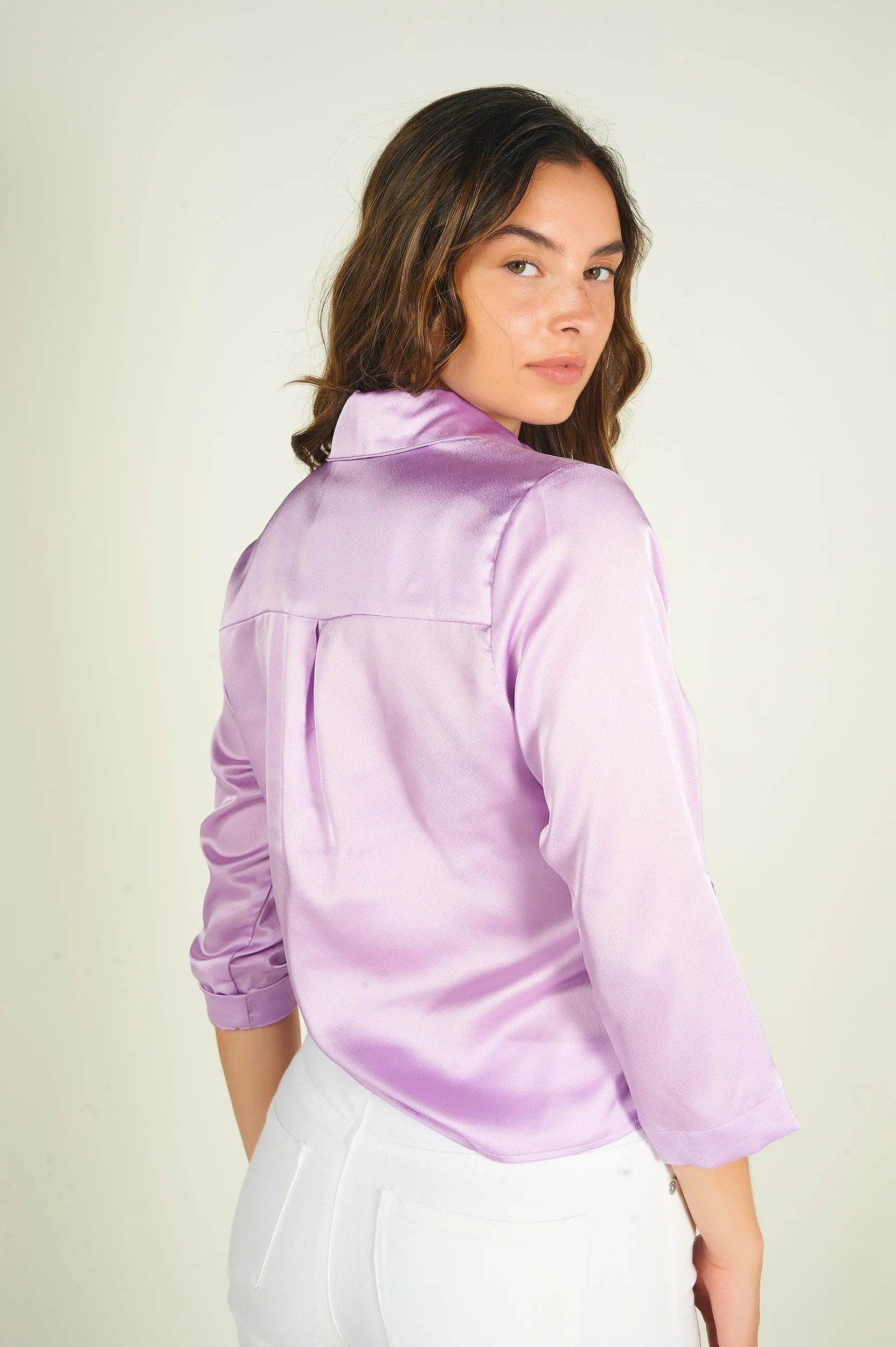 Blouse courte en satin - ARABELLELUX2 - (E-C5)
