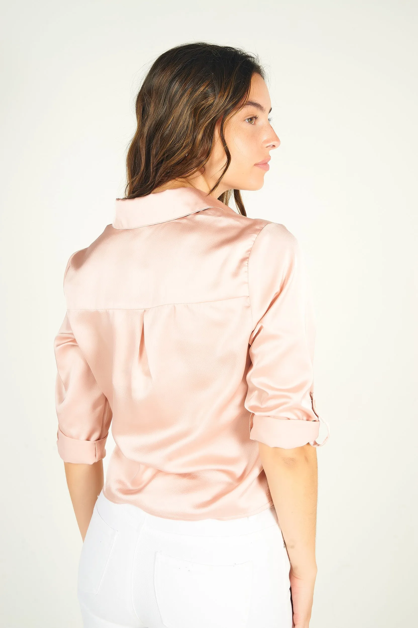 Blouse courte en satin - ARABELLELUX2 - (E-C5)