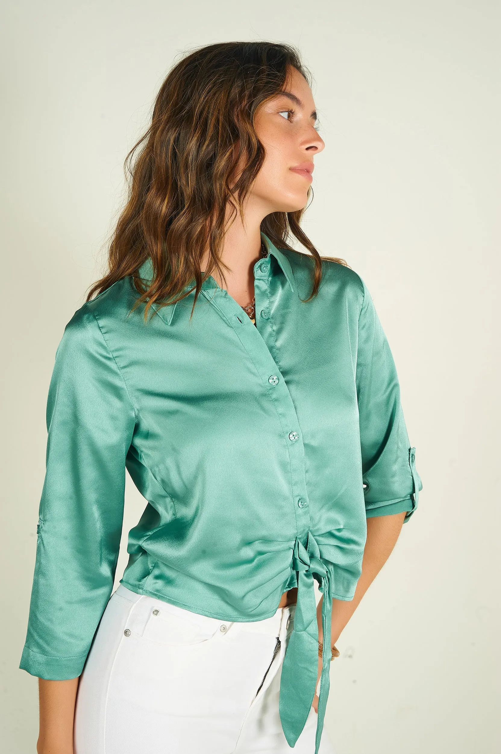 Blouse courte en satin - ARABELLELUX2 - (E-C5)
