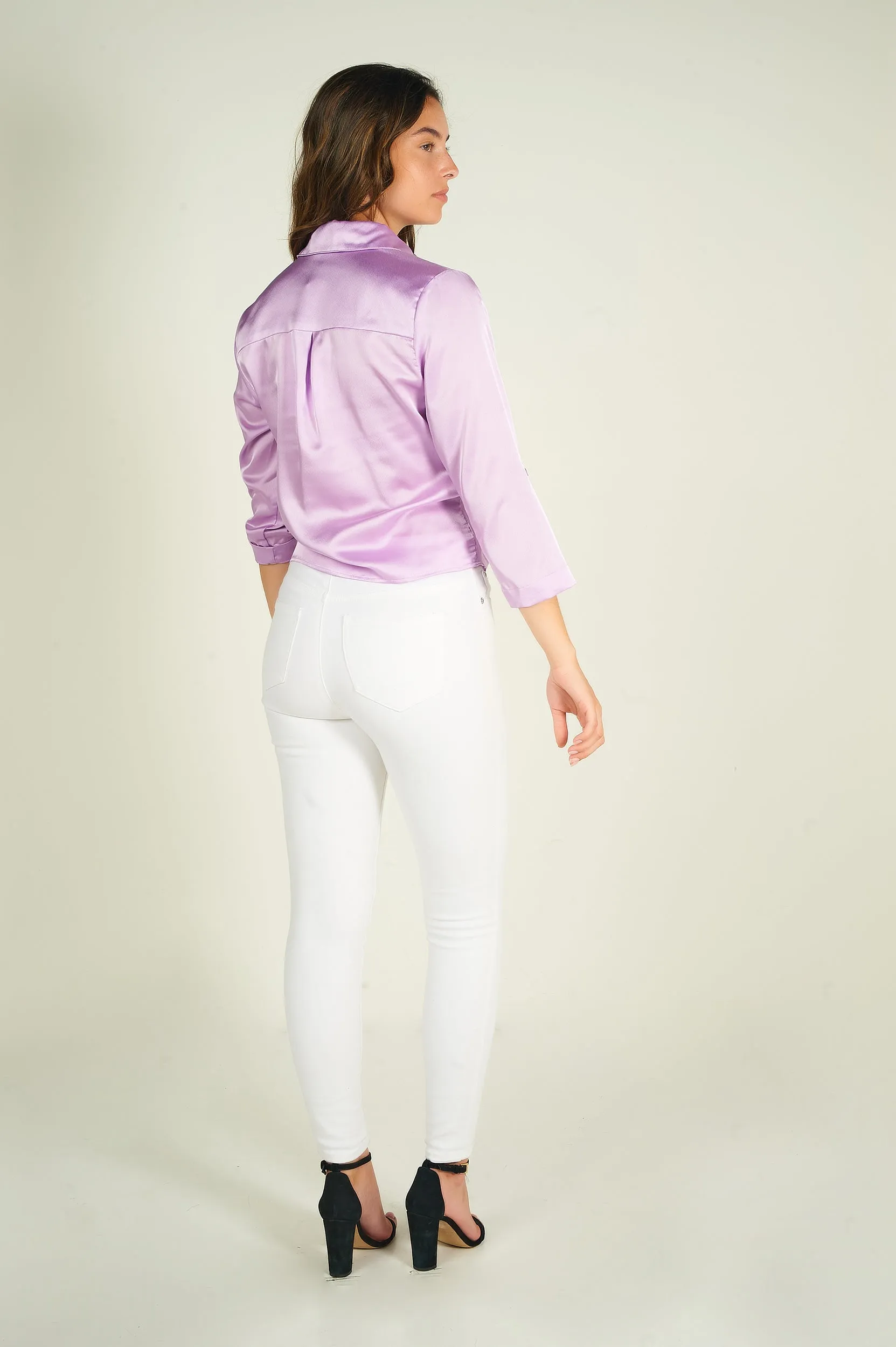 Blouse courte en satin - ARABELLELUX2 - (E-C5)