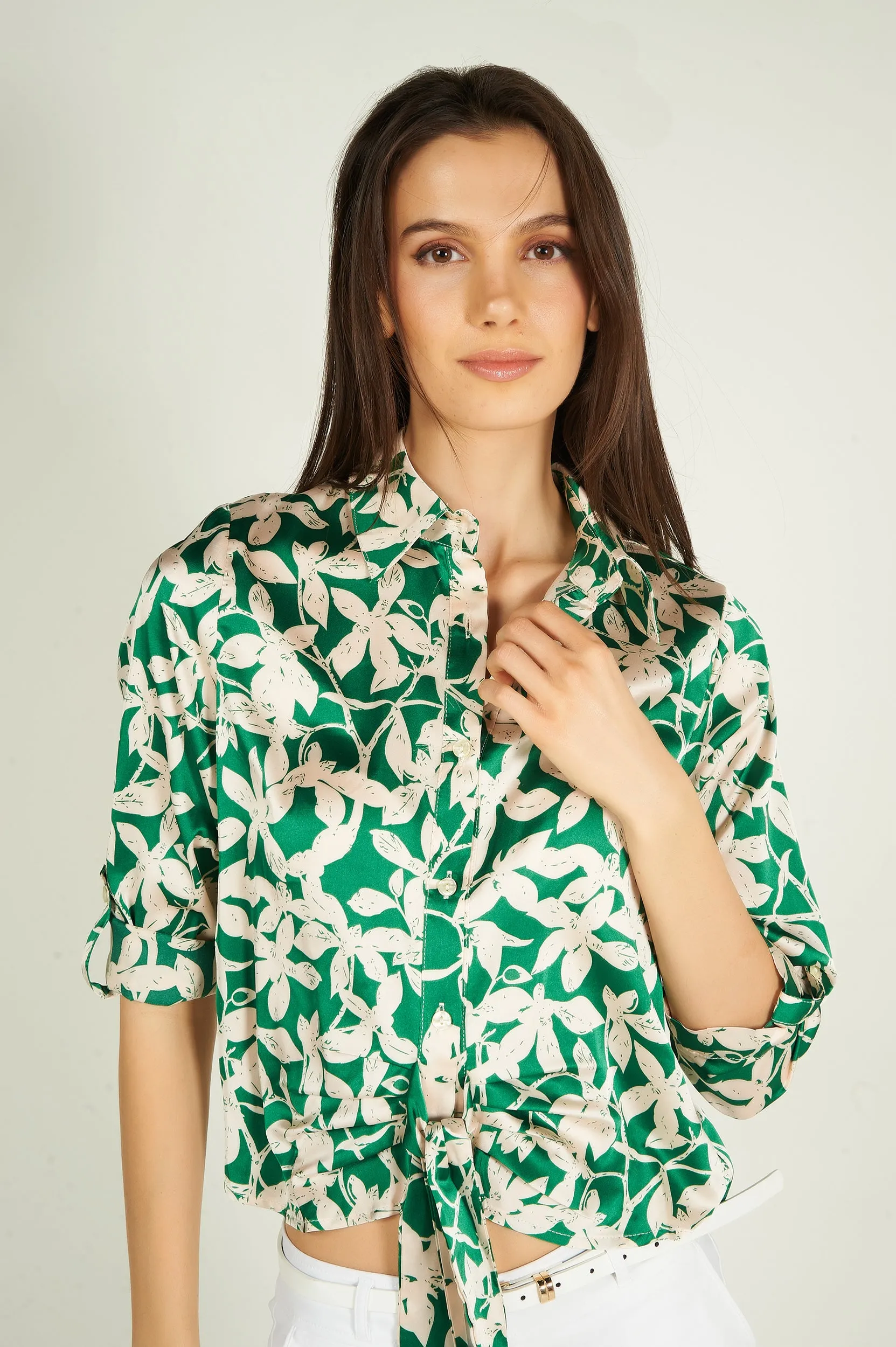 Blouse fleurie en satin - ARABELLELFY1 - (E-B2)