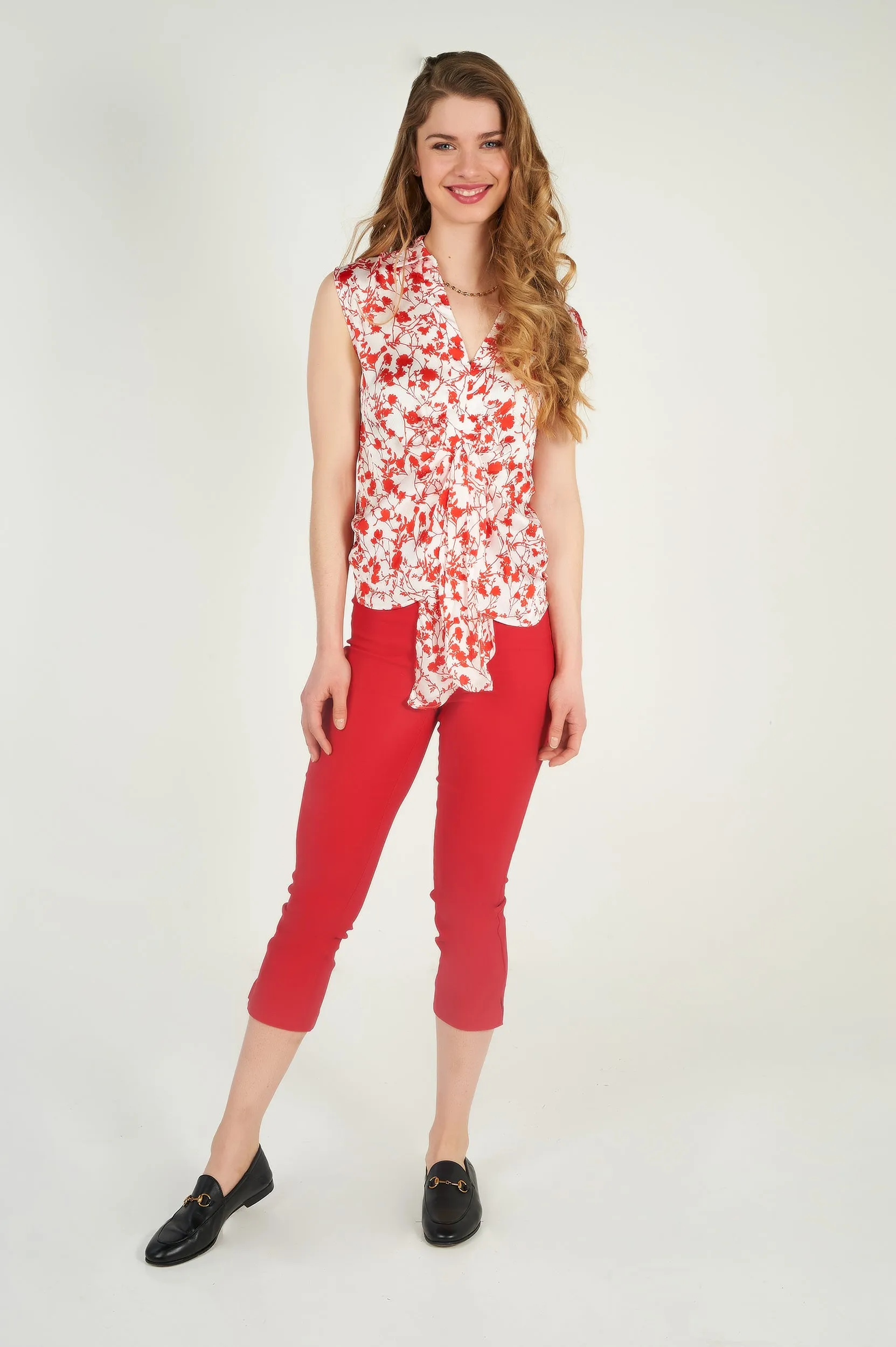 Blouse fleurie sans manches - KASIA-W1P - (E-B1) - VENTE FINALE