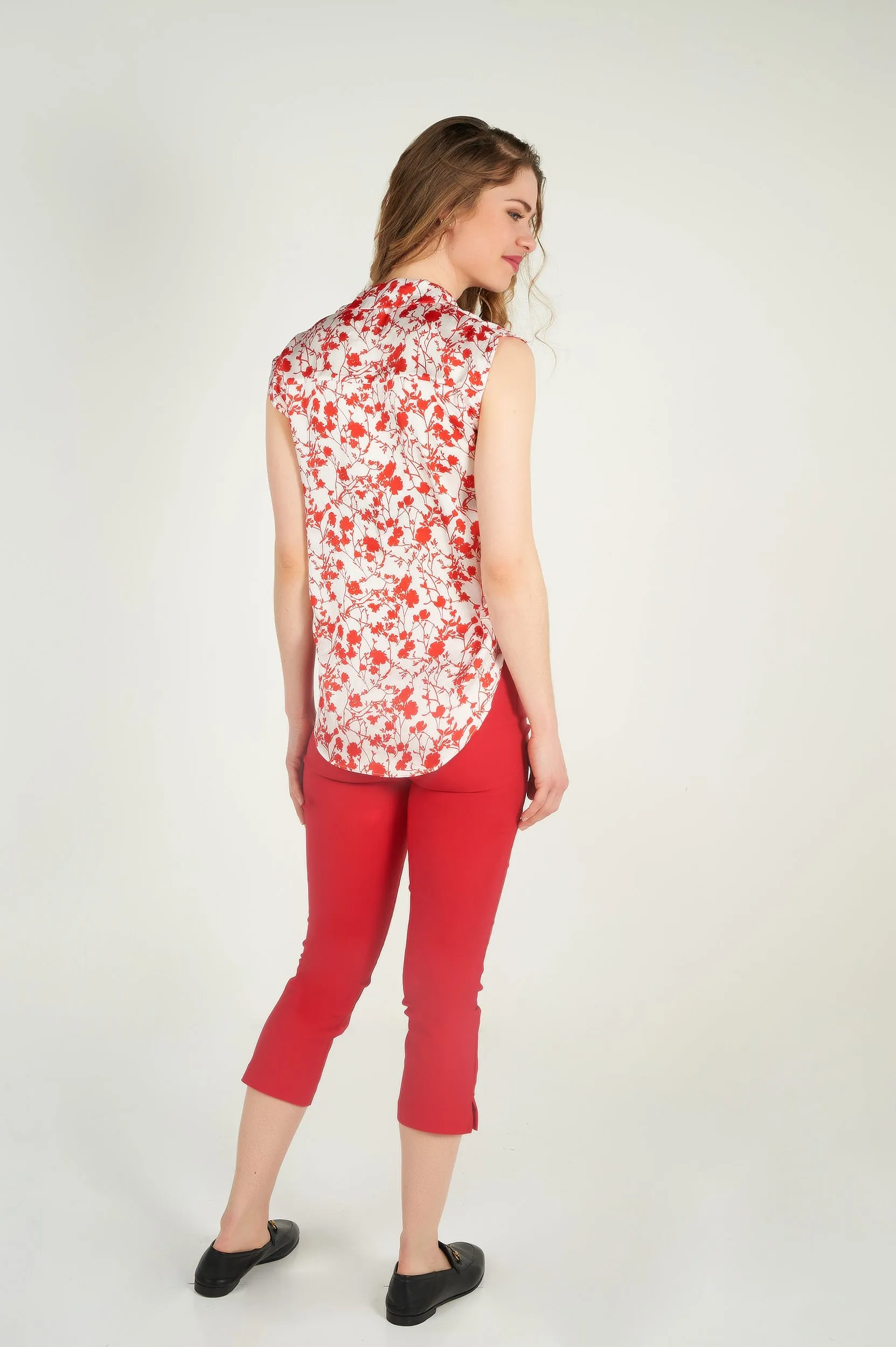 Blouse fleurie sans manches - KASIA-W1P - (E-B1) - VENTE FINALE