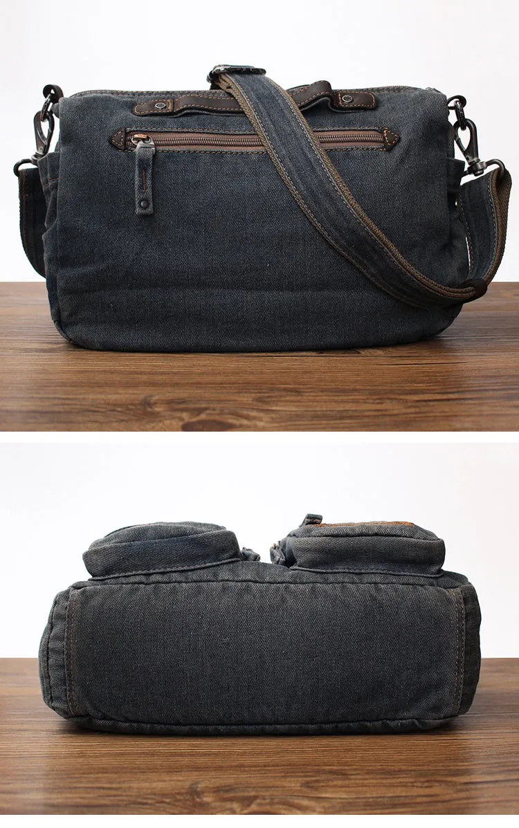 Blue Denim Side Bag Mens Denim Messenger Bags Vintage Denim Crossbody Bag For Women