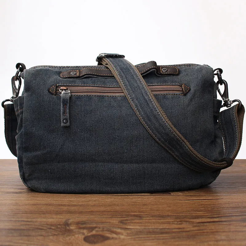Blue Denim Side Bag Mens Denim Messenger Bags Vintage Denim Crossbody Bag For Women