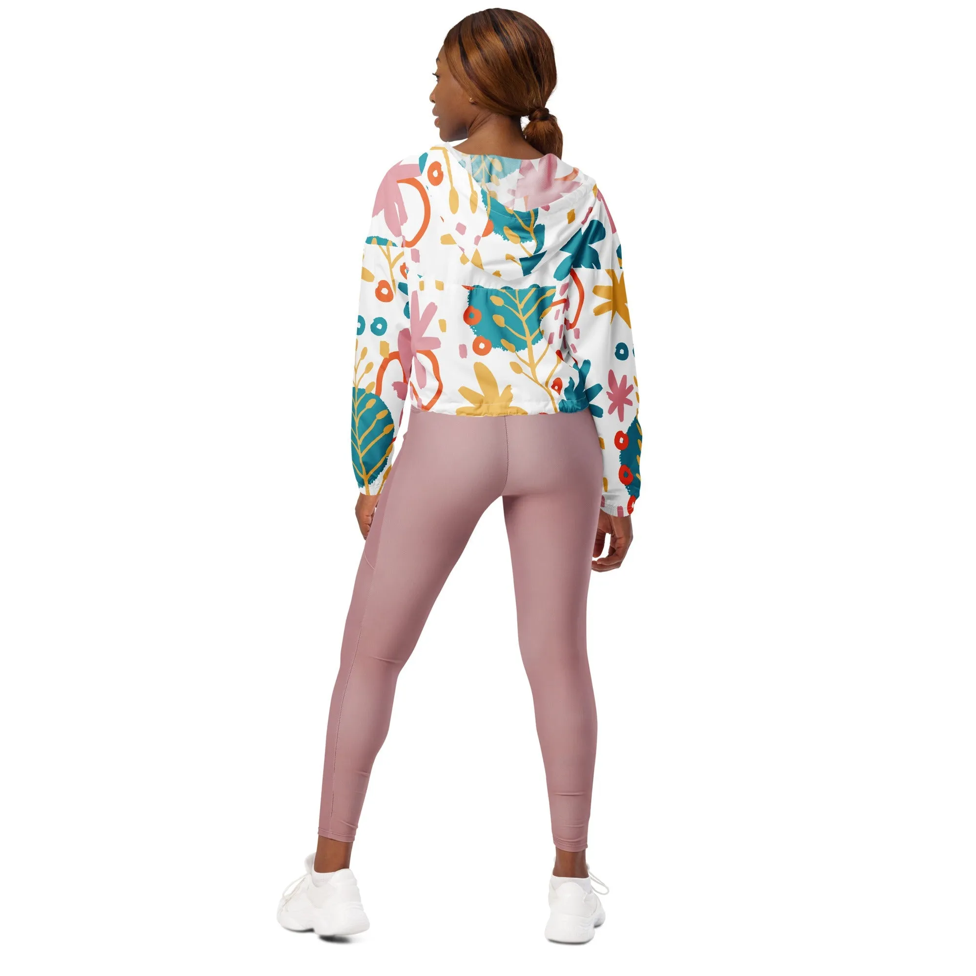 BOTANICAL Print Cropped Windbreaker
