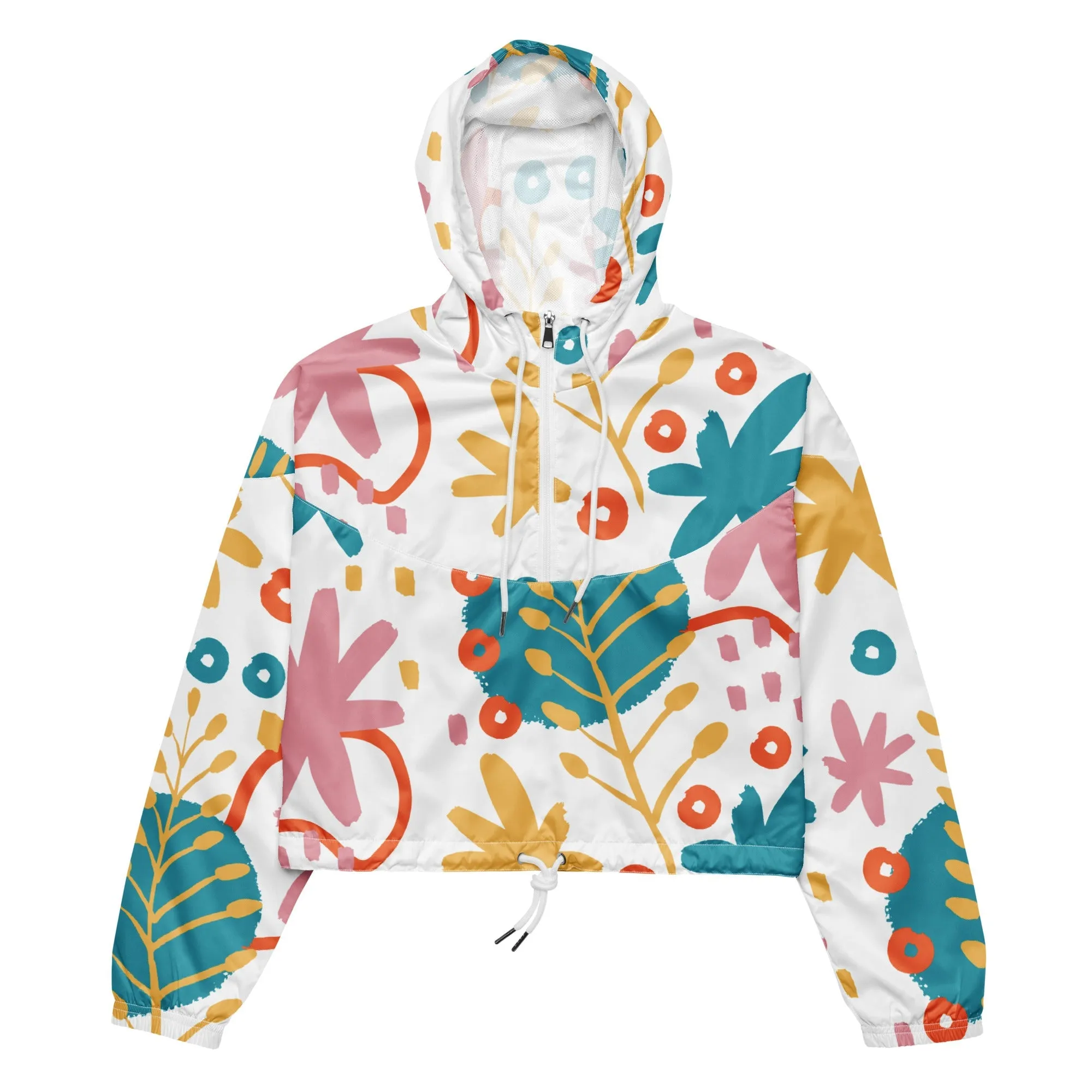 BOTANICAL Print Cropped Windbreaker