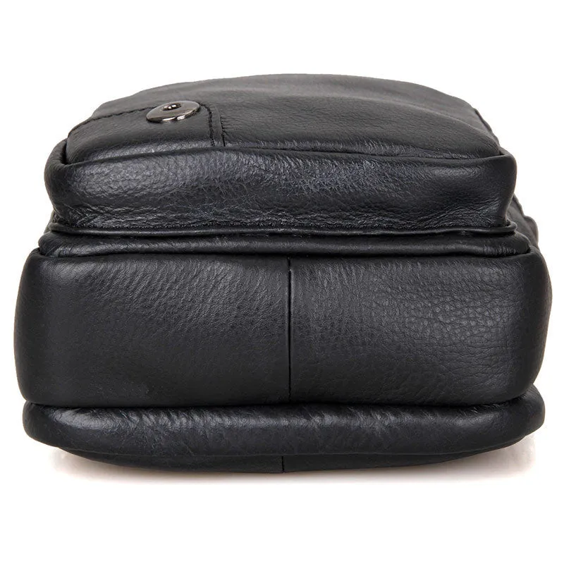 Compact Top Grain Leather Messenger Bags Men's Minimalist Shoulder Bags Satchel 1007