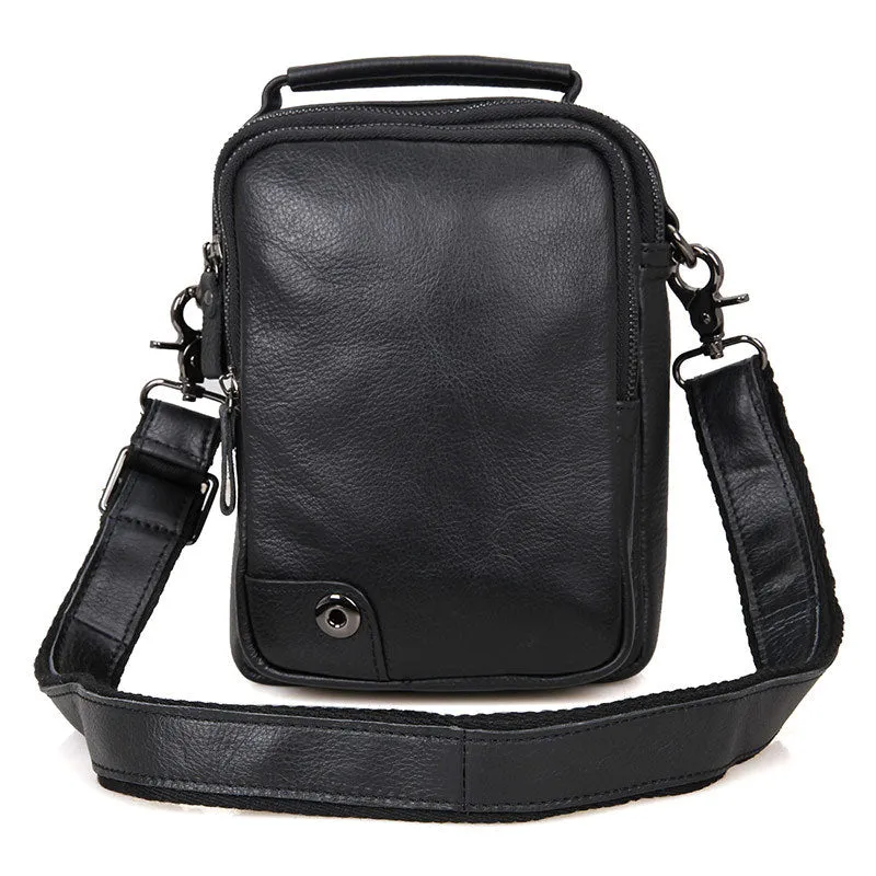 Compact Top Grain Leather Messenger Bags Men's Minimalist Shoulder Bags Satchel 1007