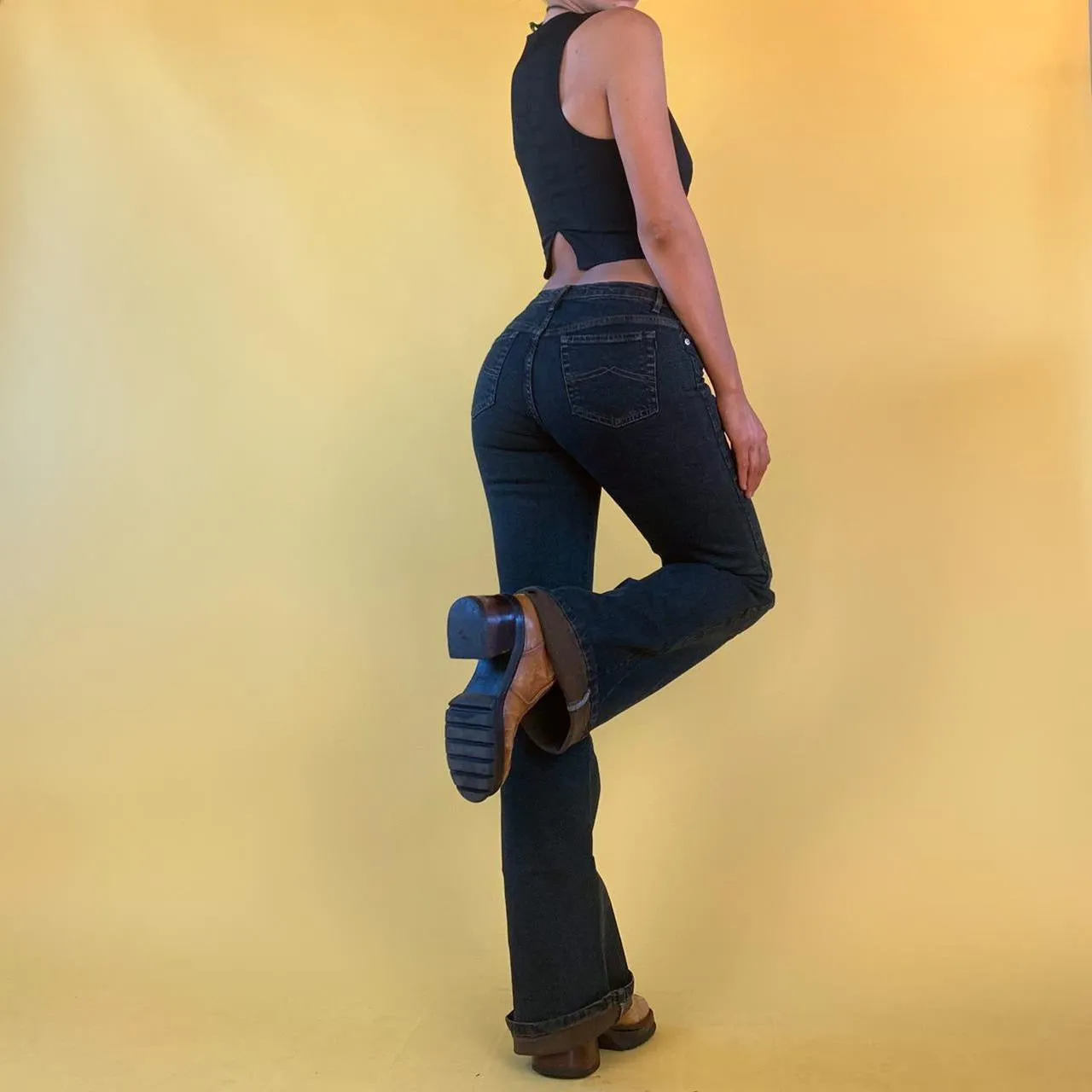 Double Knee Low Rise Jeans
