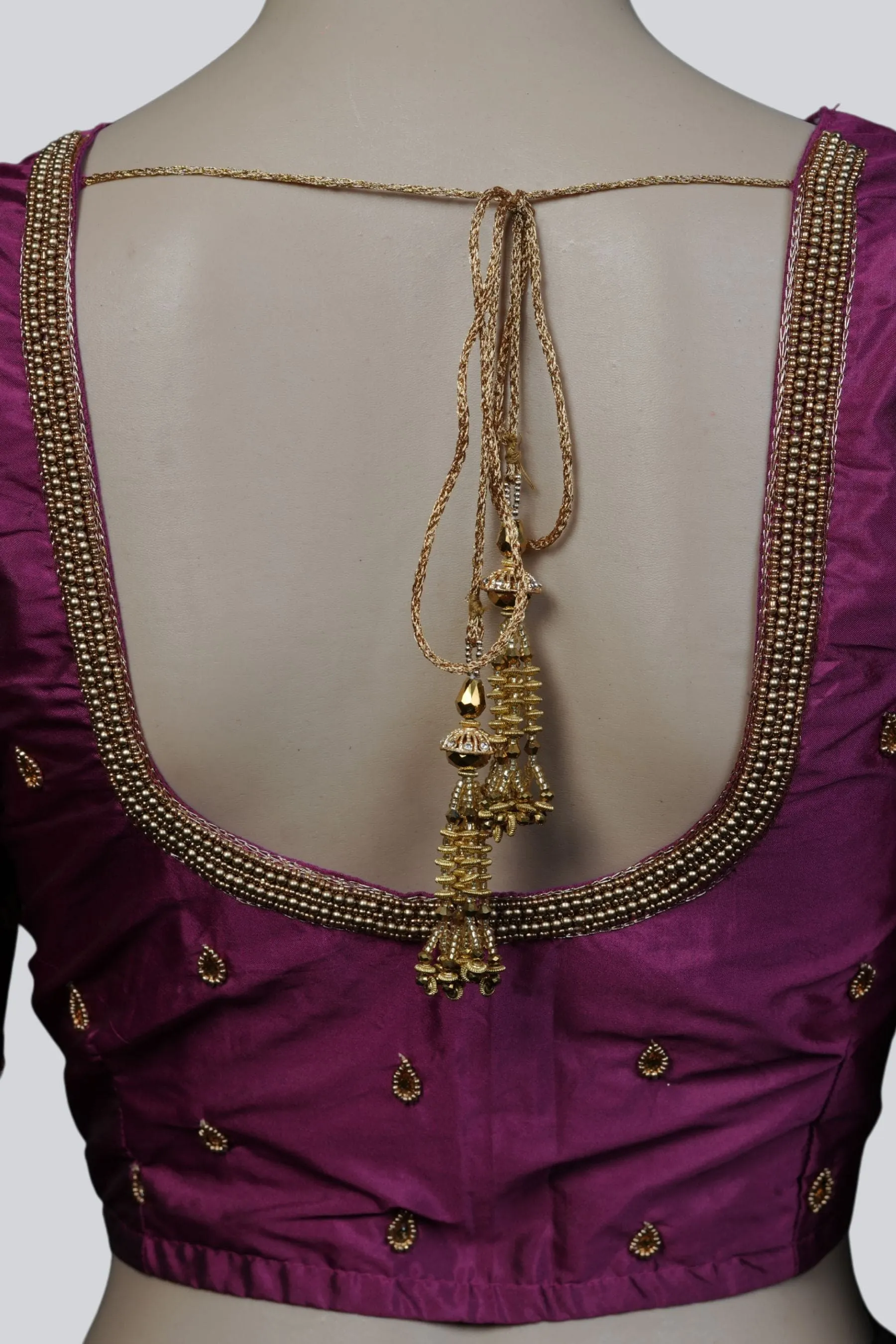 Exquisite Bridal Blouse with Heavy Maggam Work and Fancy Tassels