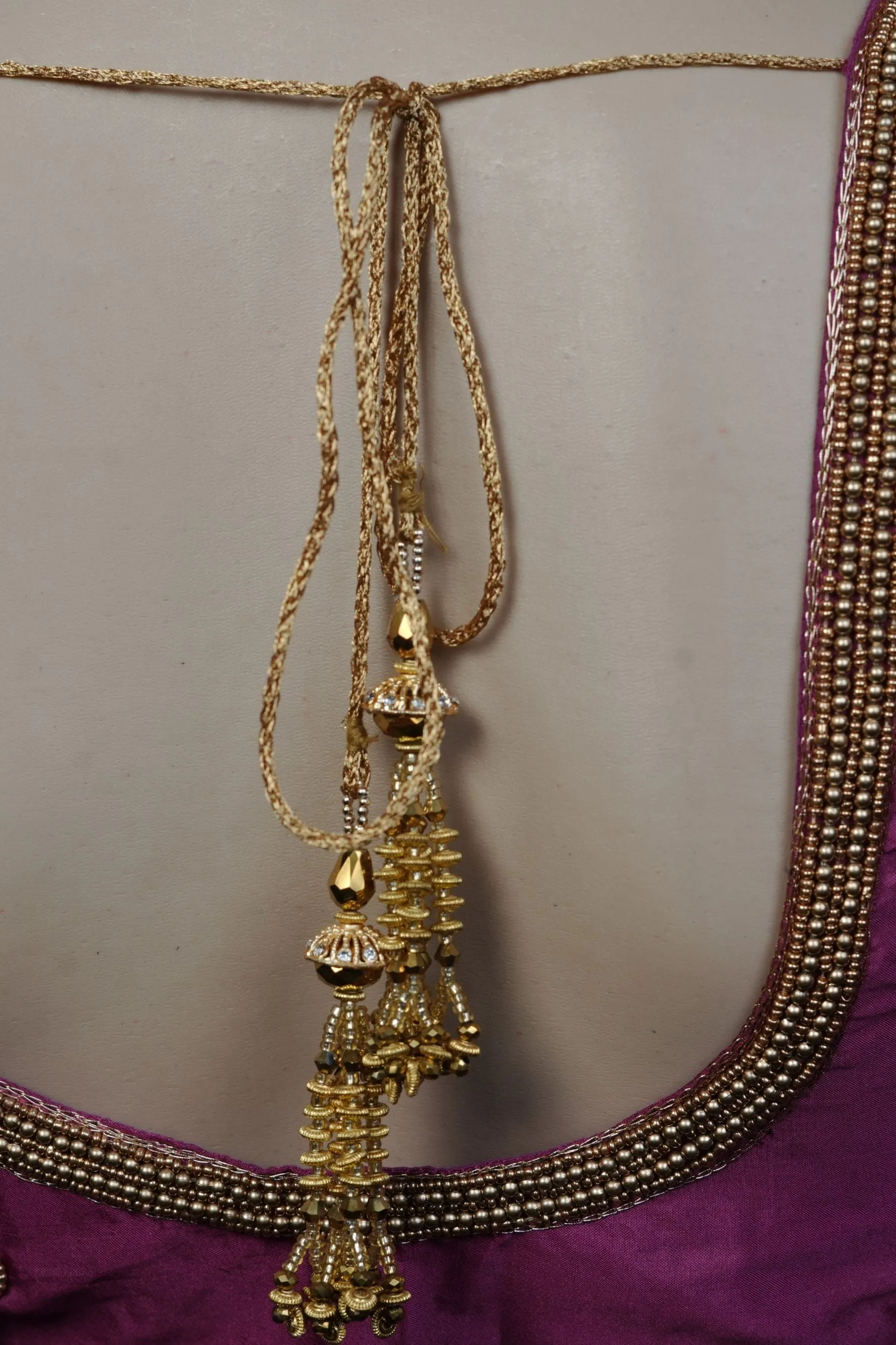 Exquisite Bridal Blouse with Heavy Maggam Work and Fancy Tassels