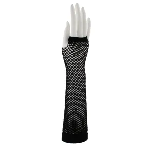 Extra Long Black Long Fishnet Gloves