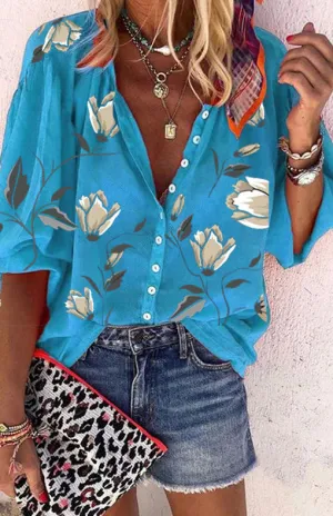 Floral Printed Loose Casual Blouse