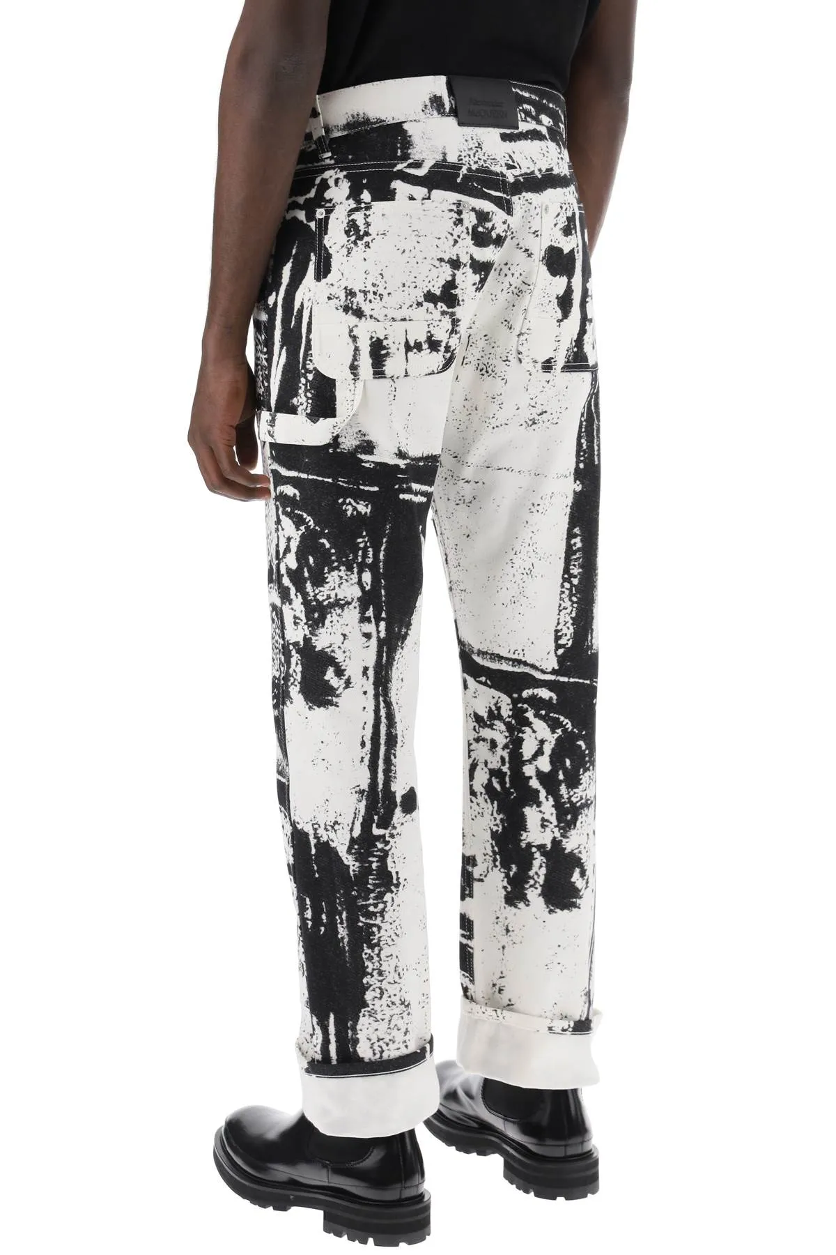 fold print workwear jeans