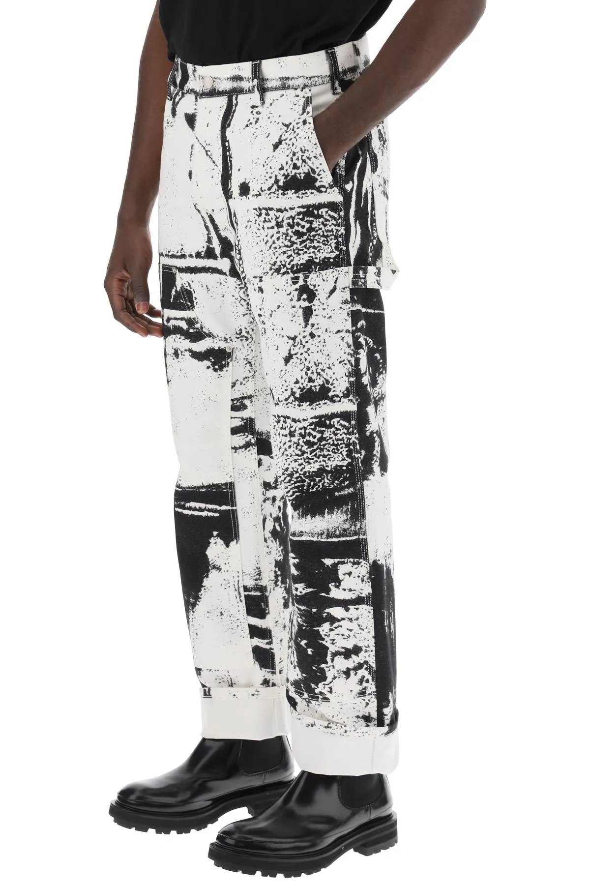 fold print workwear jeans