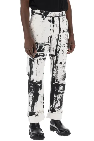 fold print workwear jeans
