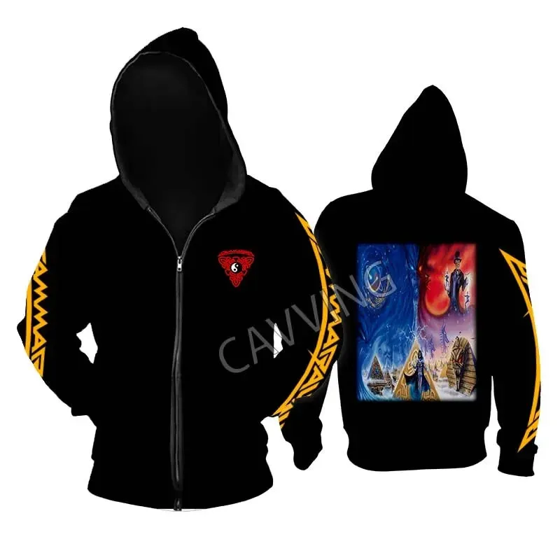 Gamma Ray Metal Rock Zipper Hoodie - Unisex Gothic Streetwear, Printed Band Logo, Casual Cotton Hooded Top