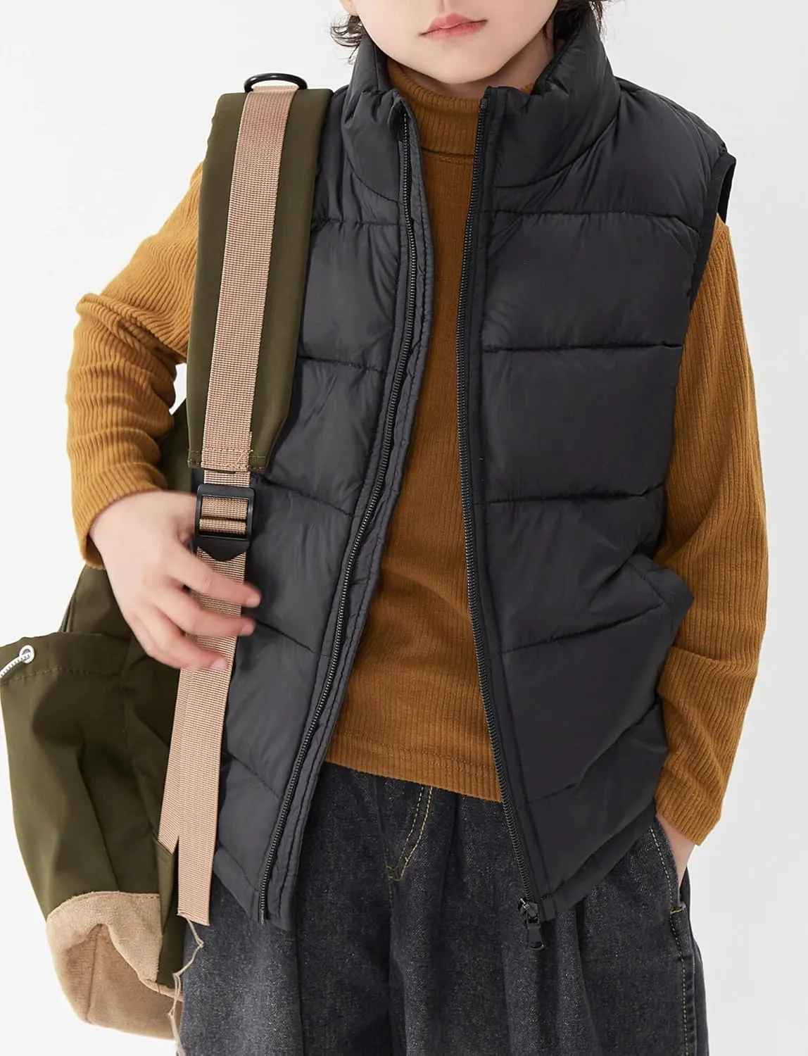 Happy Cherry Kids Winter Warm Puffer Vest Stand Collar Zip Sleeveless Jacket with Pockets