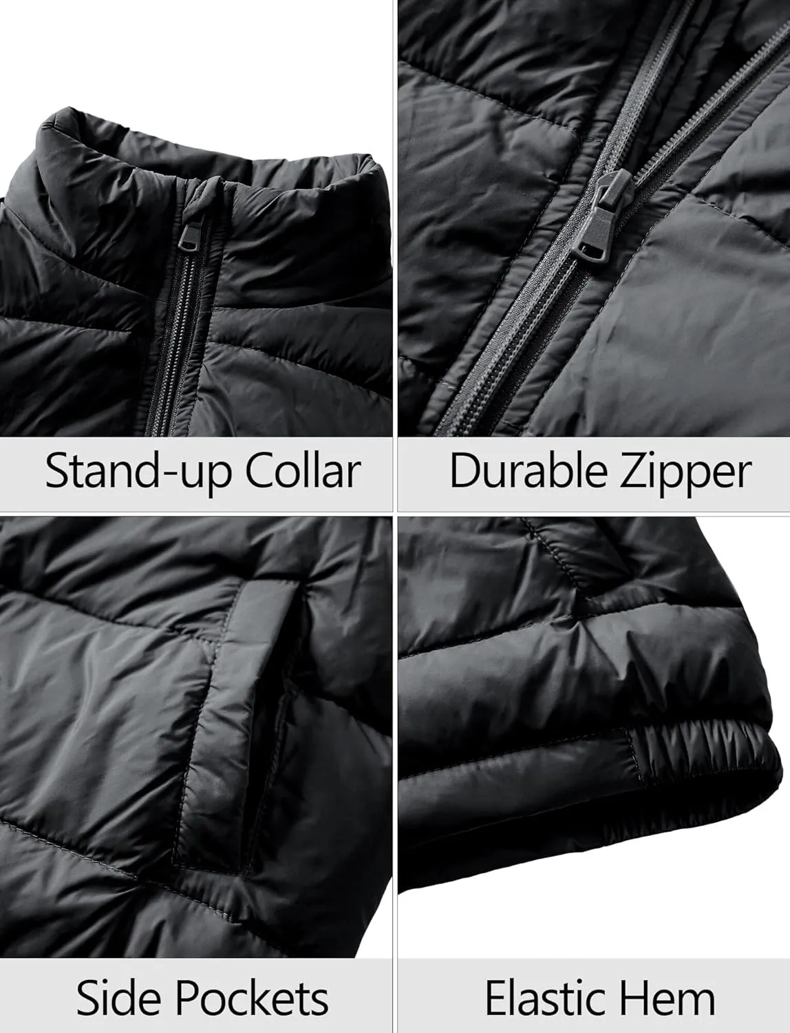 Happy Cherry Kids Winter Warm Puffer Vest Stand Collar Zip Sleeveless Jacket with Pockets