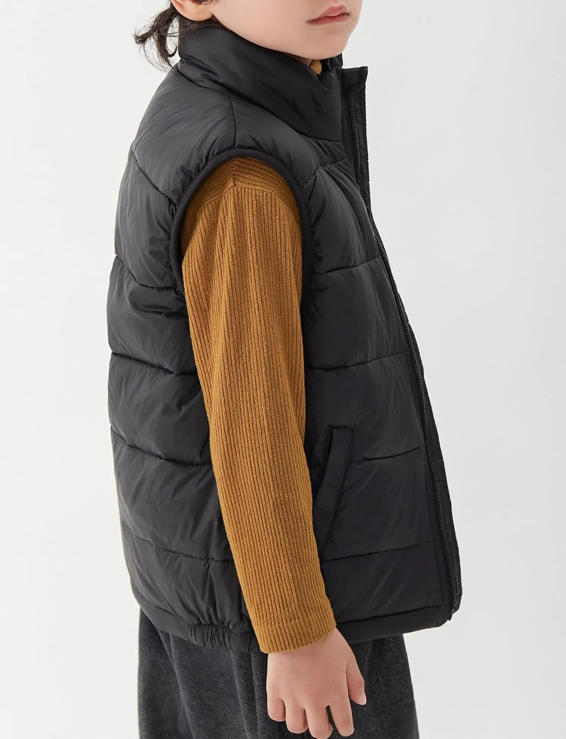 Happy Cherry Kids Winter Warm Puffer Vest Stand Collar Zip Sleeveless Jacket with Pockets