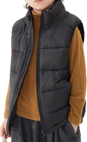 Happy Cherry Kids Winter Warm Puffer Vest Stand Collar Zip Sleeveless Jacket with Pockets