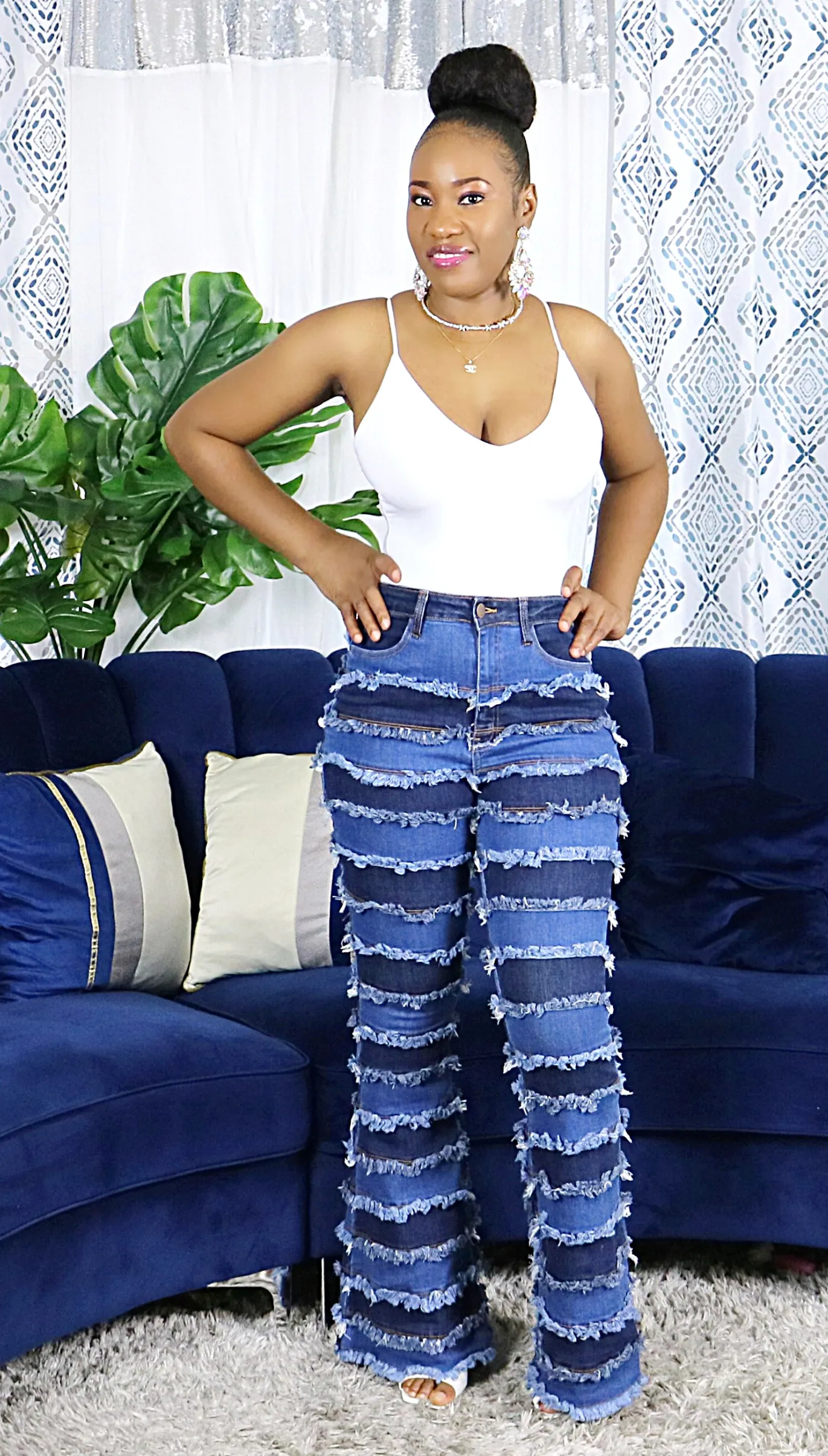 HI RISE PATCHWORK JEANS