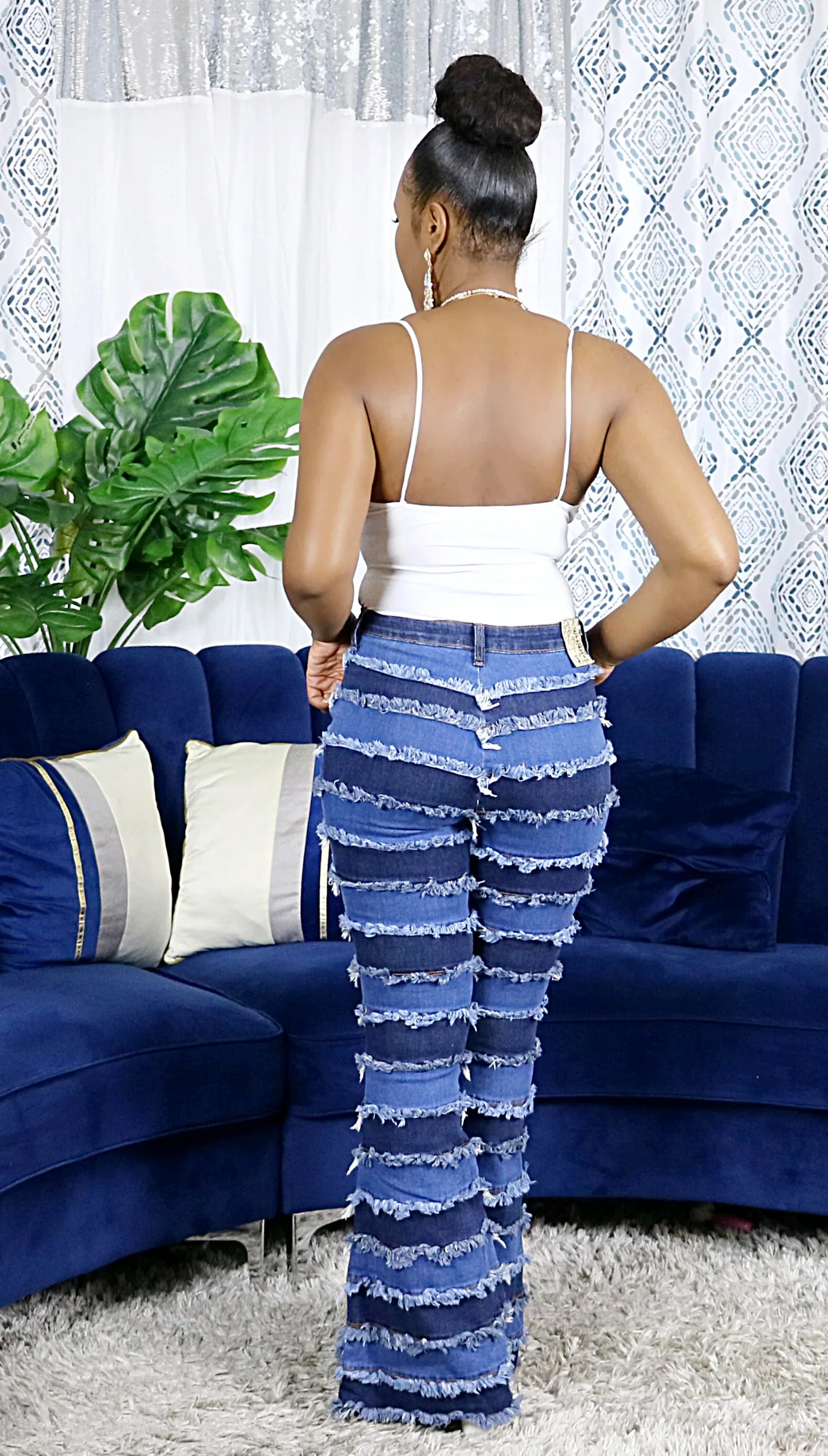 HI RISE PATCHWORK JEANS