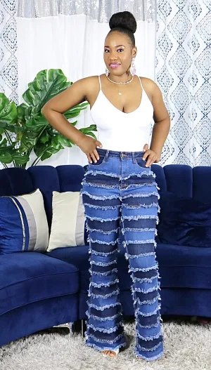 HI RISE PATCHWORK JEANS