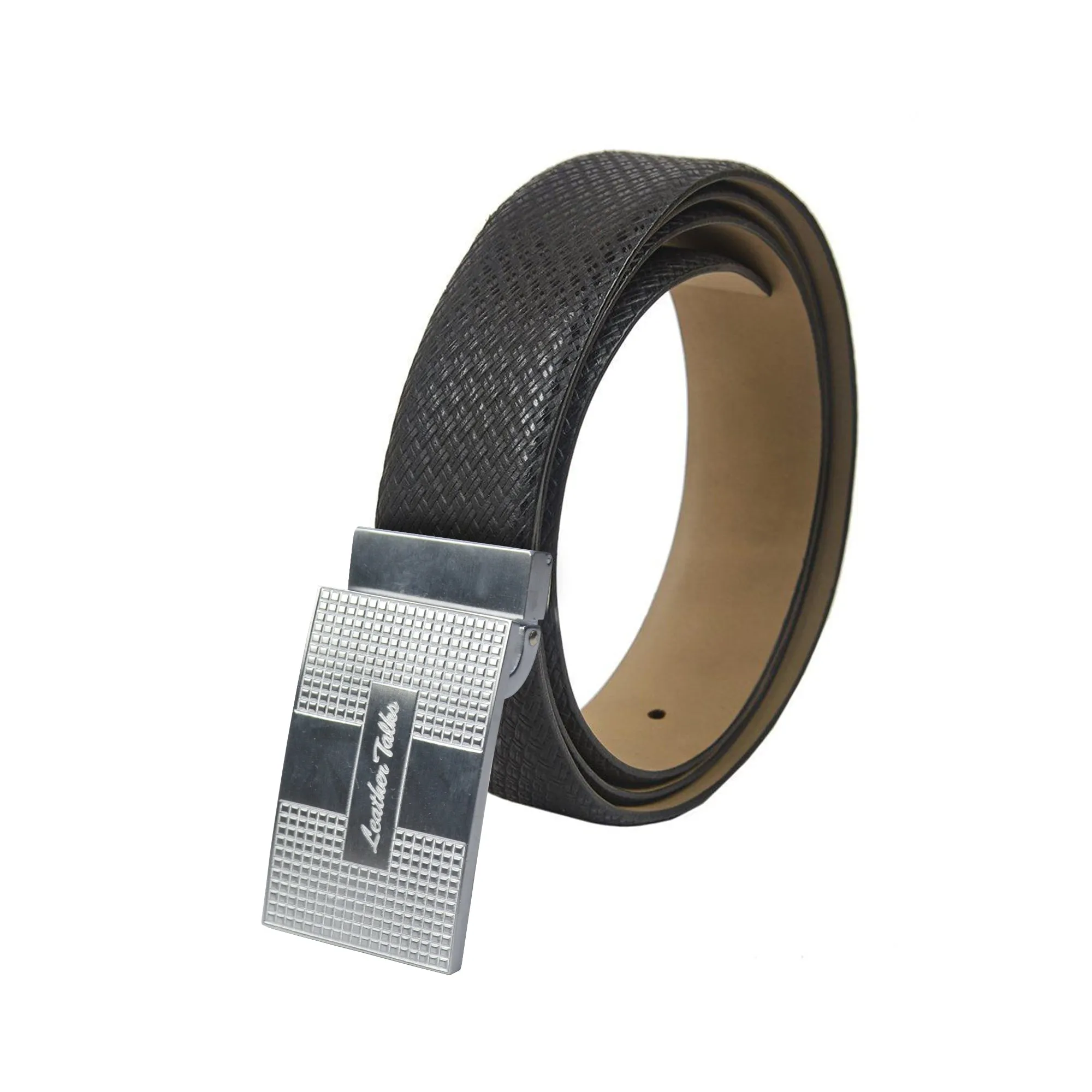 Italian Small Weave | Pure Leather | Leather Belt for Men | Color  - Black