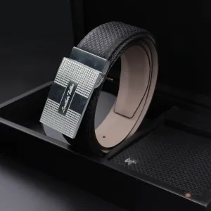 Italian Small Weave | Pure Leather | Leather Belt for Men | Color  - Black