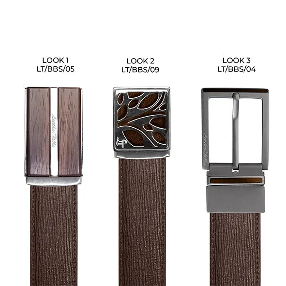 Italian Wood Finish | Men's Leather Belt | Colour: Brown