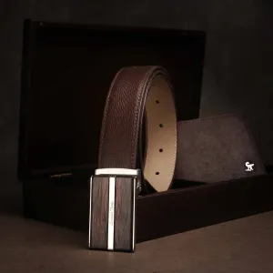 Italian Wood Finish | Men's Leather Belt | Colour: Brown