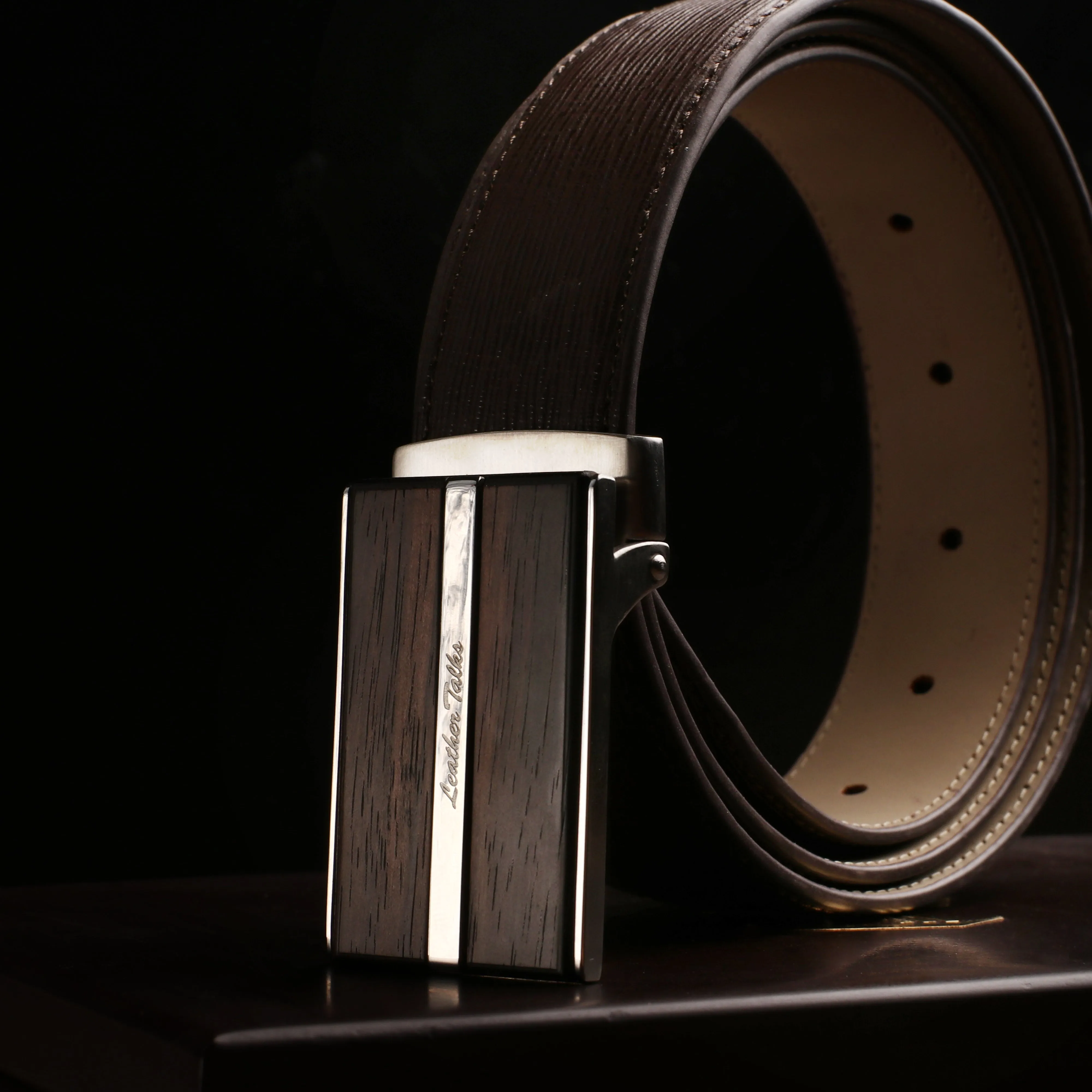 Italian Wood Finish | Men's Leather Belt | Colour: Brown