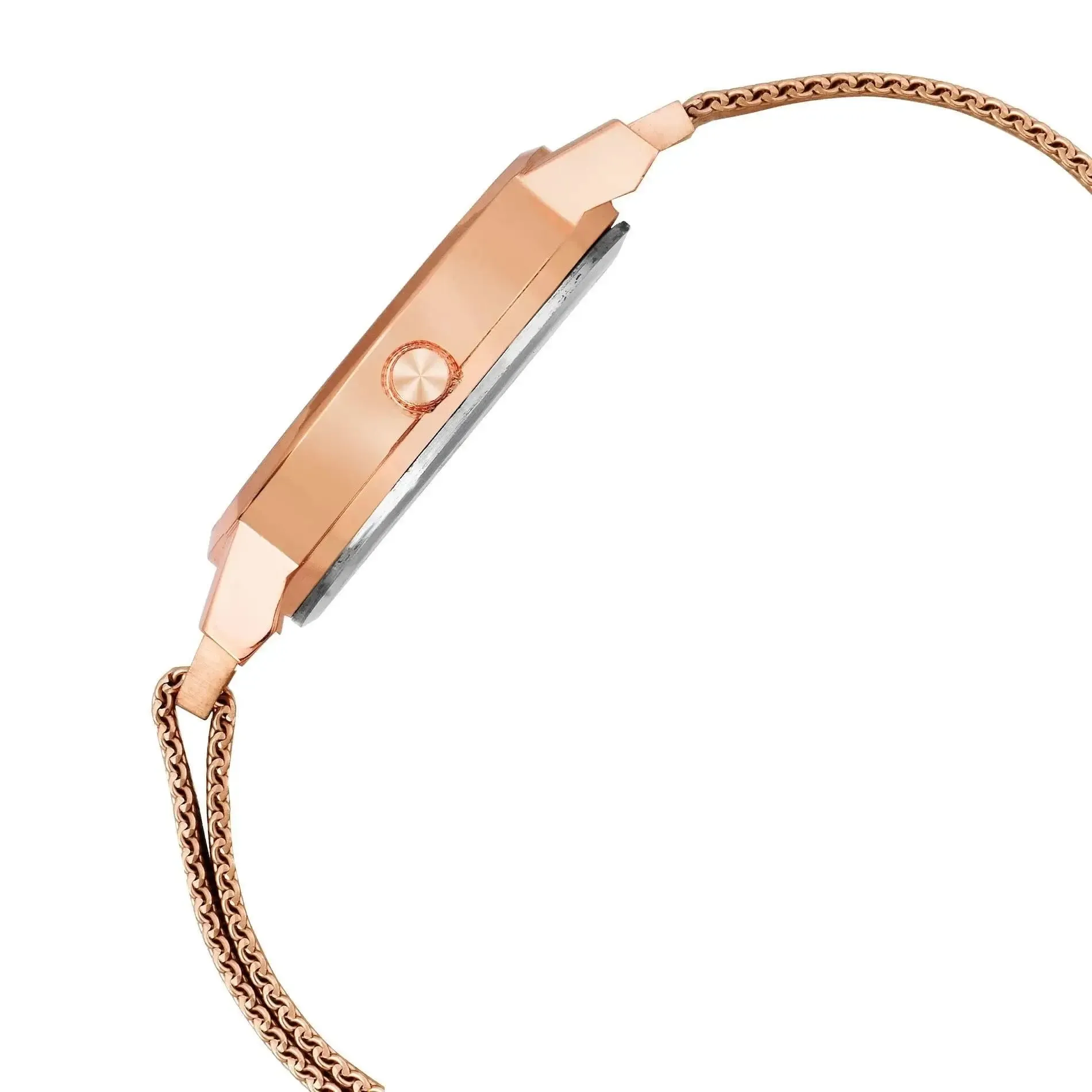 Jainx Black Dial Rose Gold Mesh Chain Analog Wrist Watch for Women - JW8554
