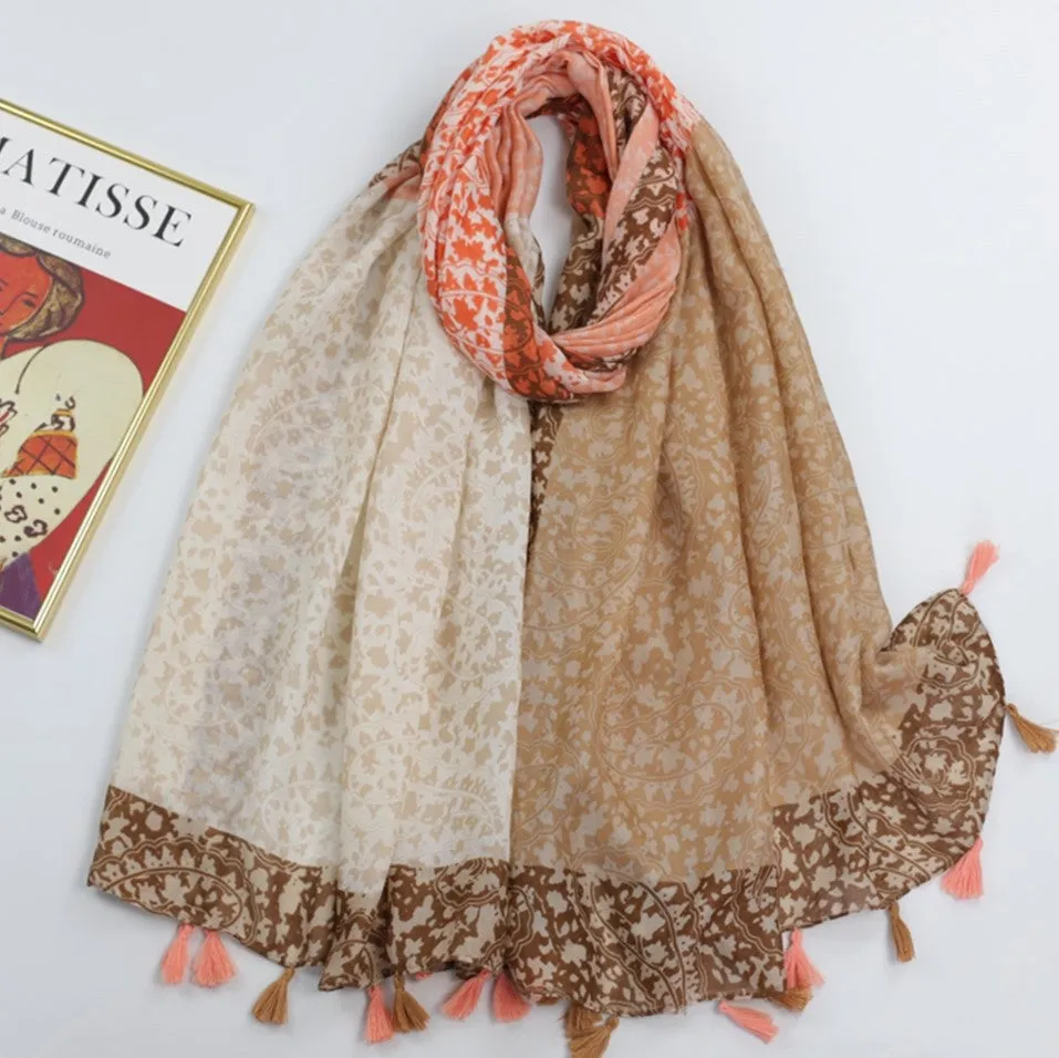 JY230346 Cashew flowers printed scarf