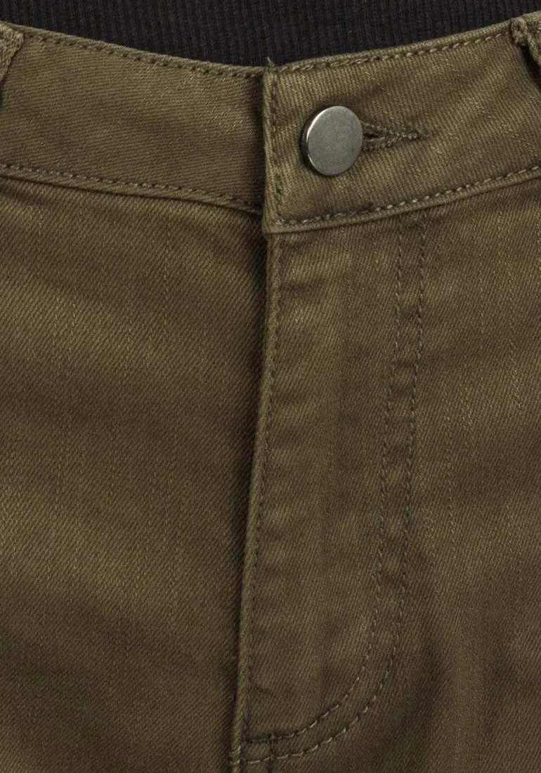 Khaki Ripped Design Cotton Rich Skinny Fit Jeans